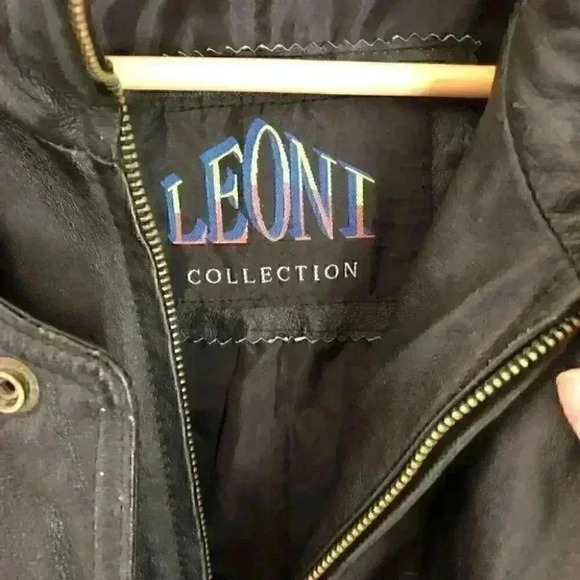 Leoni Black Leather Bomber Biker Jacket with Sherpa Lining Labeled Men's M - Picture 5 of 13